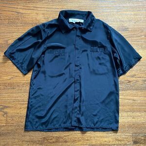 Vintage Oscar de la Renta Black Short Sleeve Button Down Blouse